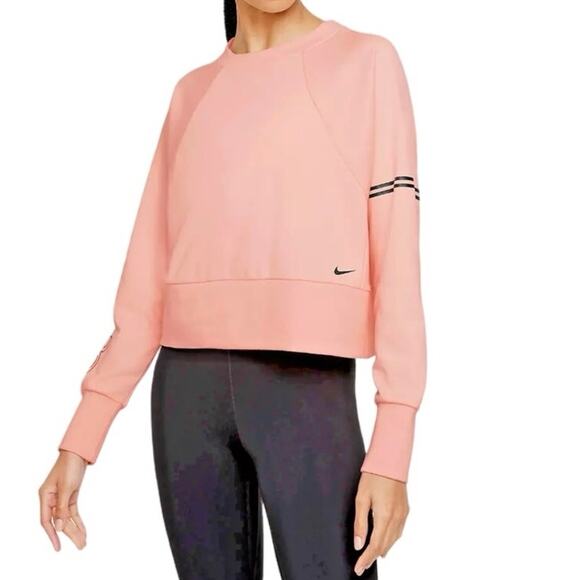 Nike Pro Dri-Fit Get Fit Women's Crew Boxy Cropped sweatshirt pink L - Picture 1 of 13